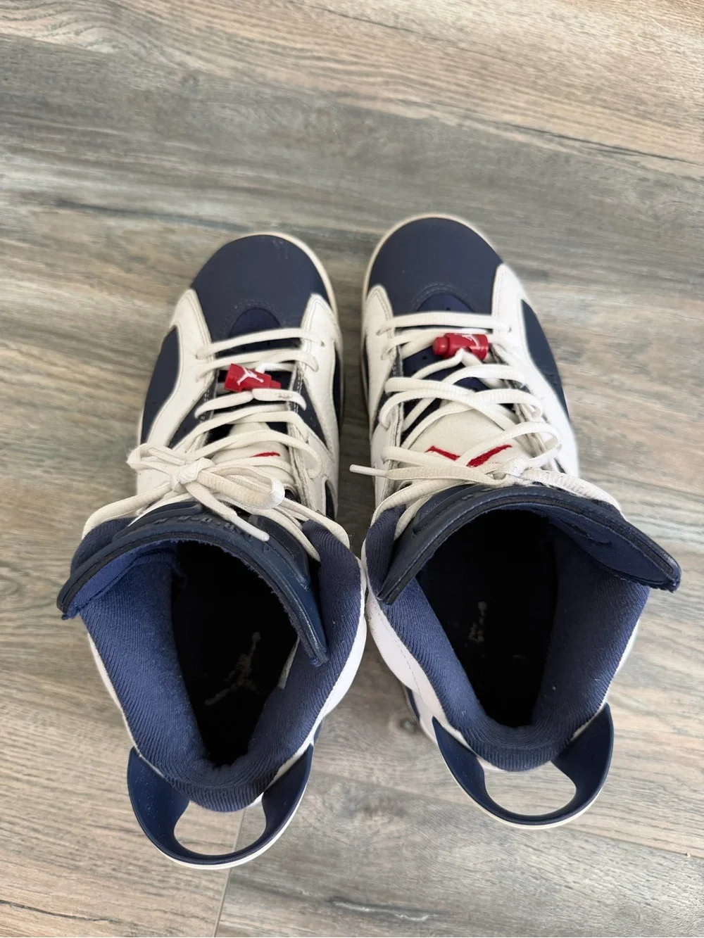 Nike Air Jordan 6 Retro White Navy Red Basketball Shoes Olympic Men’s size 8
